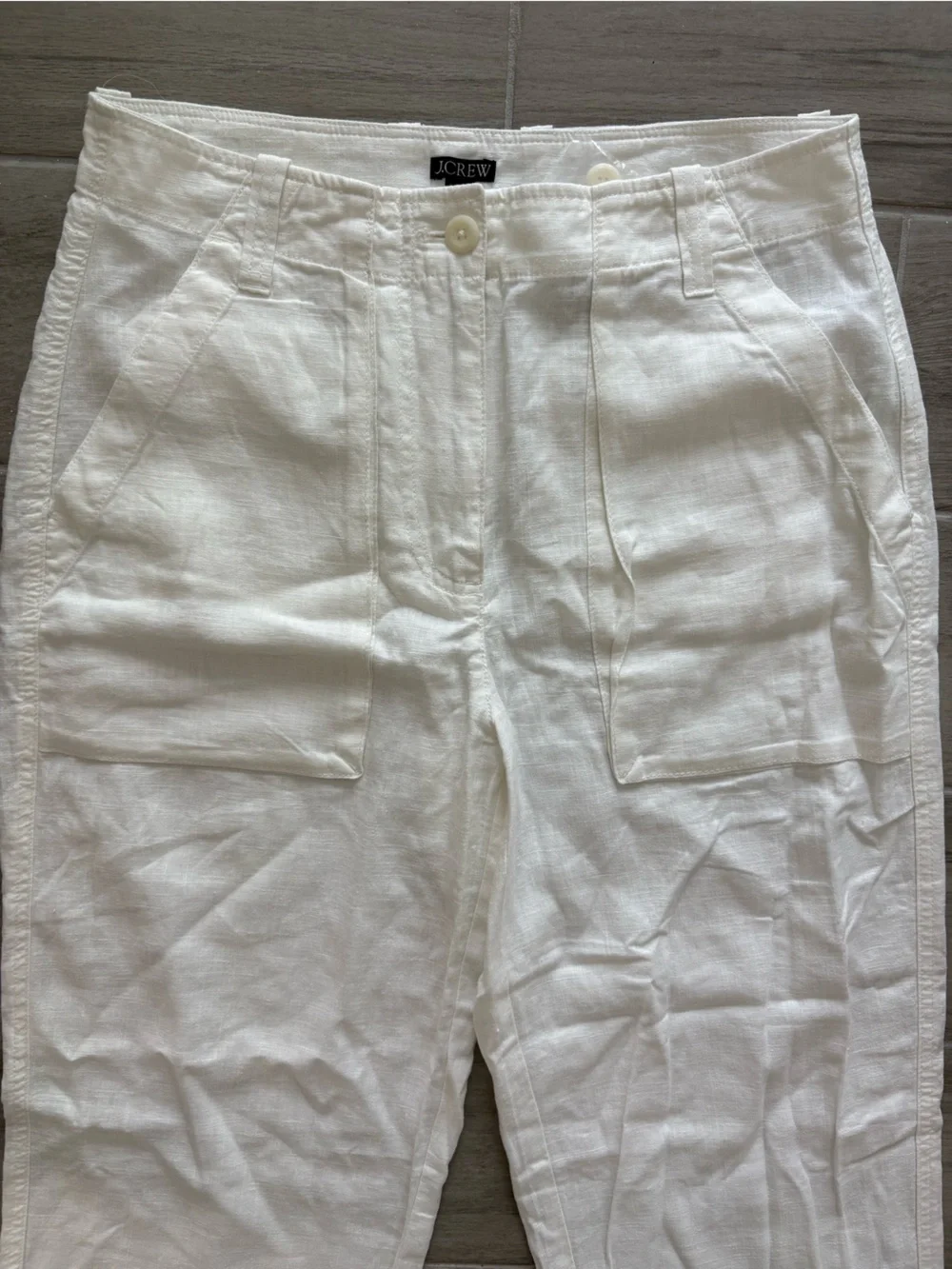 J. Crew NWT White Seaside Cargo Pant Linen Blend - Picture 3 of 5